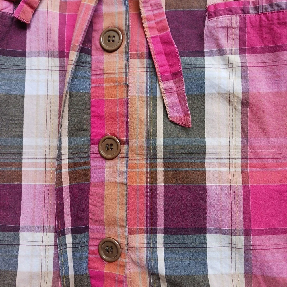 La Made Women's Pink Plaid Button Up Shirt Dress Medium - Picture 5 of 8